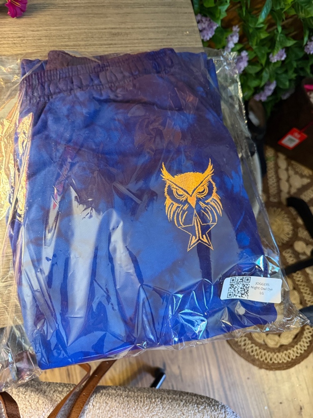 Jeffree Star Blue Tie-Dye Athletic Sweats with Yellow Owl Embroidery